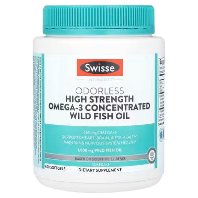 澳洲 SWISSE 無腥味高濃度野生魚油 1500MG 400粒 (到期:28年11月)