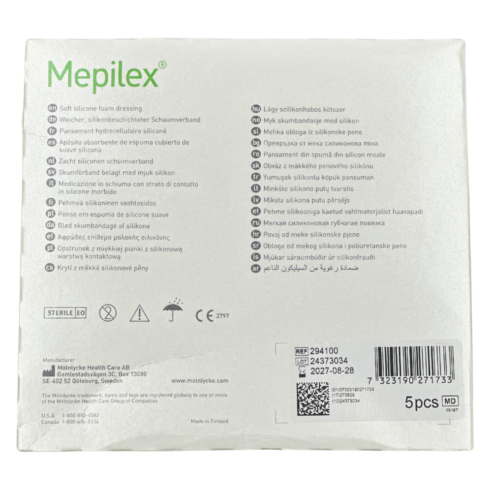 瑞典 Molnlycke Mepilex 泡沫敷料貼 – 10 x 10cm (1盒5片) #294100