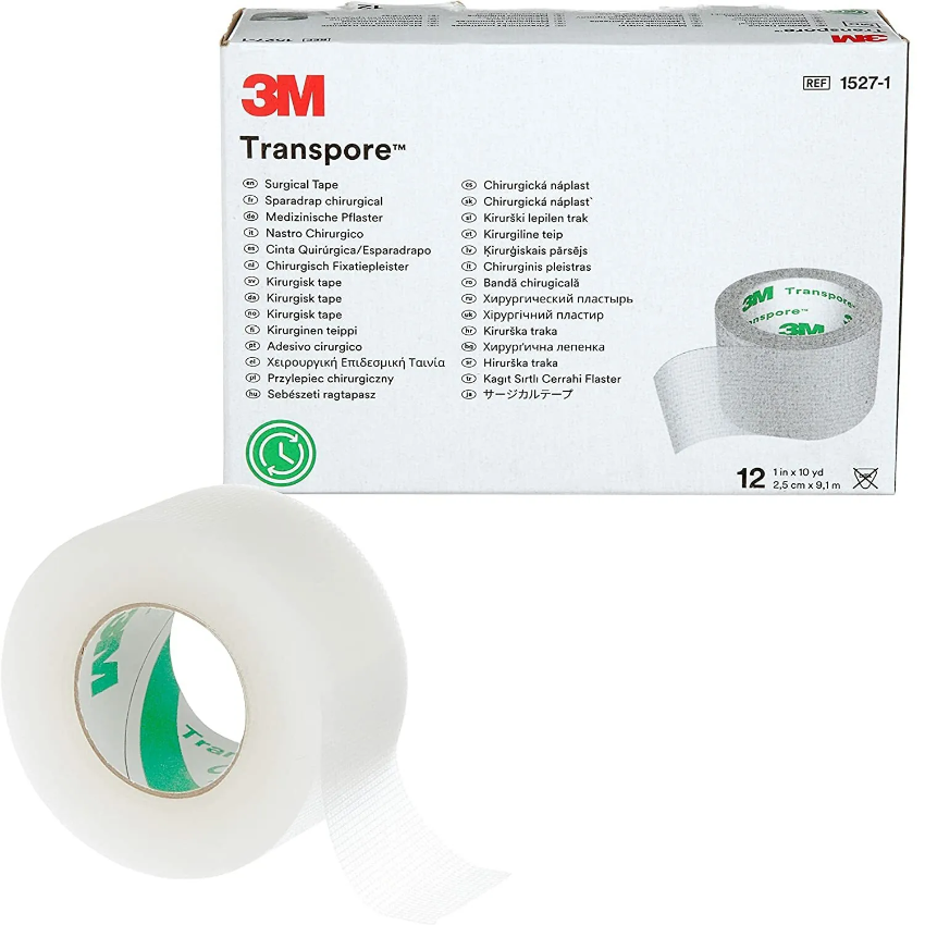 3M™ Transpore™ White Surgical Tape (Transparent Plastic) [3 sizes]