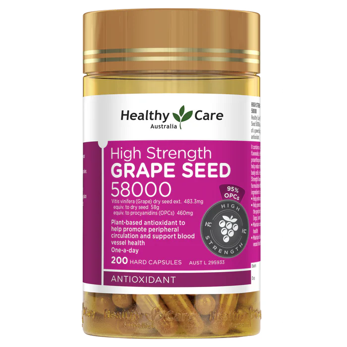 澳洲 Healthy Care Grape seed 高濃度葡萄籽58000mg 200粒 (到期日：27年7月）