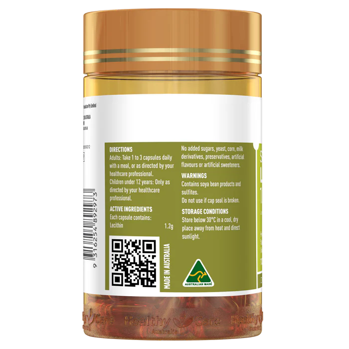 澳洲 Healthy Care Super Lecithin 卵磷脂膠囊1200mg -100粒 (到期日：28年4月)