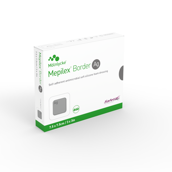 【預定貨品】瑞典 Molnlycke Mepilex Border Ag 銀離子有邊型敷料貼 (1盒5片)
