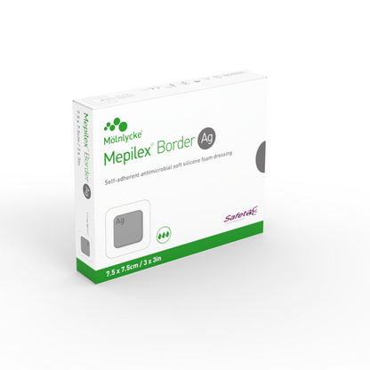【預定貨品】瑞典 Molnlycke Mepilex Border Ag 銀離子有邊型敷料貼 (1盒5片)