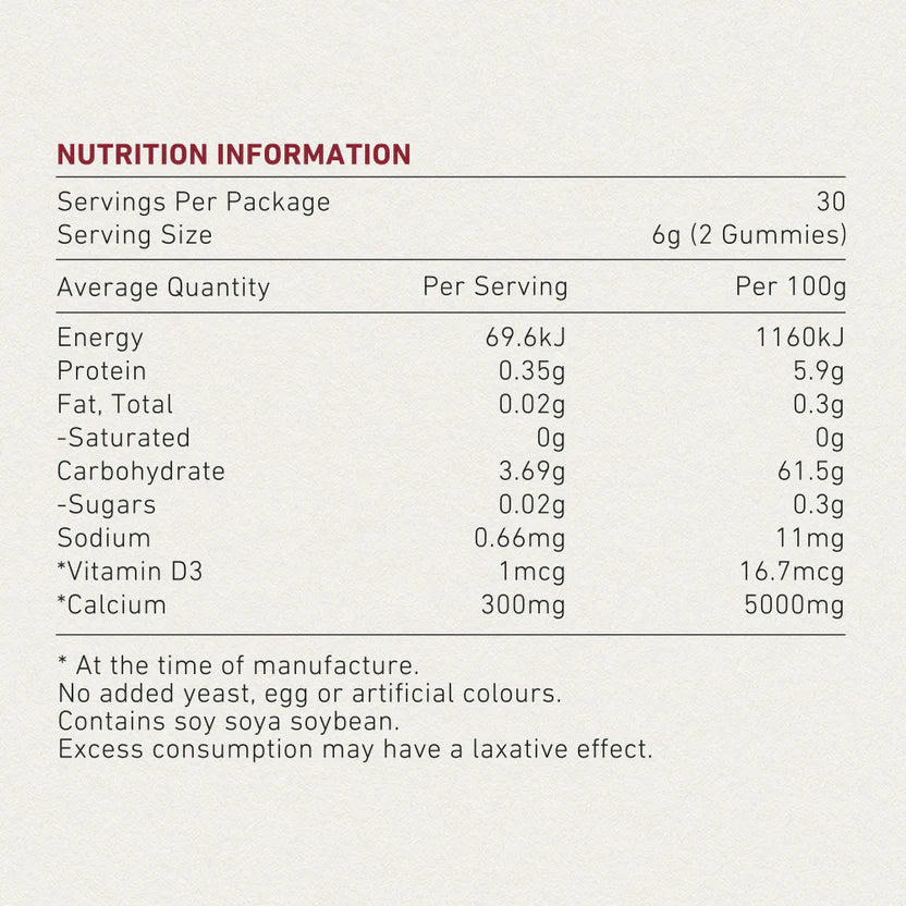 澳洲 Unichi Calcium Vitamin D3 鈣+維他命D3 小熊軟糖60粒 （到期日：27年7月）