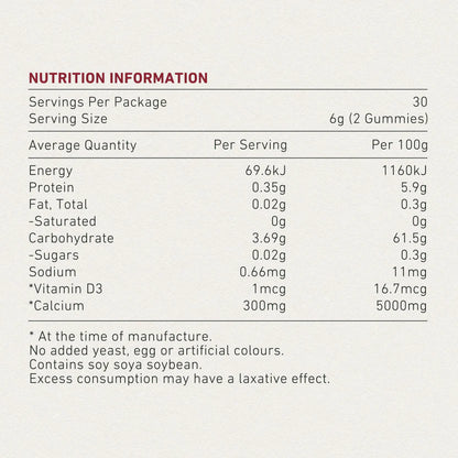 澳洲 Unichi Calcium Vitamin D3 鈣+維他命D3 小熊軟糖60粒 （到期日：27年7月）