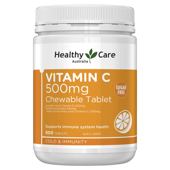 澳洲 Healthy Care 維他命C咀嚼片500MG 500粒 （到期日：28年5月）