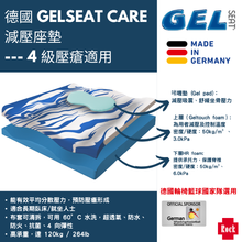 【德國製造】 Gelseat Care 減壓啫喱海綿座墊 （壓瘡4期適用）