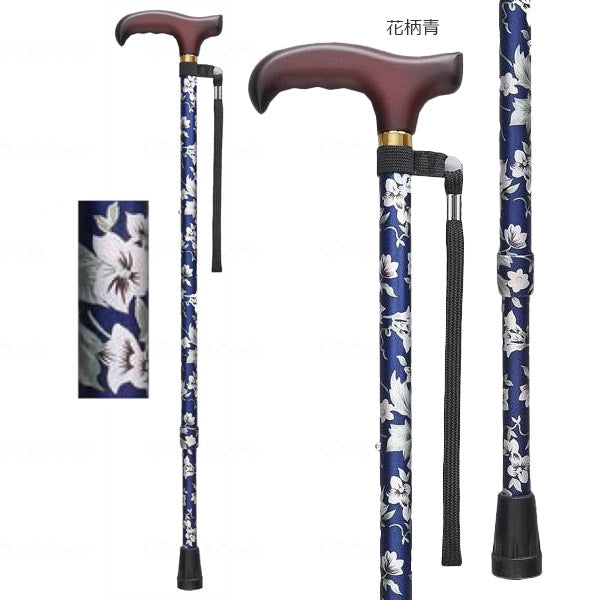 【基礎款】日本Fuji 花紋拐杖 -16mm（藍花）